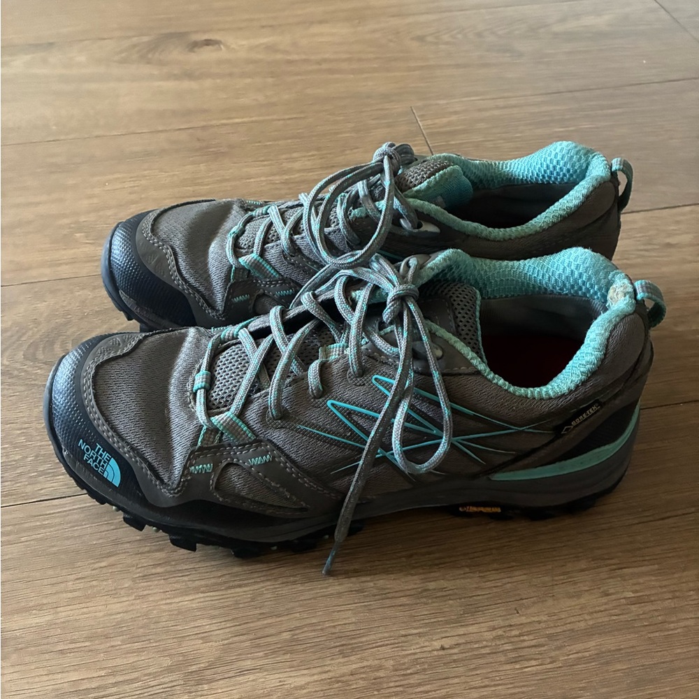 The North Face Women's Gray and Teal Hiking Shoes